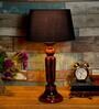 Emphasis Black Fabric Shade Night Lamp With Wood Base