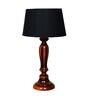 Healy Black Fabric Shade Night Lamp With Wood Base