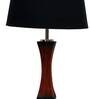 Turin Black Fabric Shade Night Lamp With Wood Base