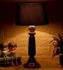 Andre Black Fabric Shade Night Lamp With Wood Base