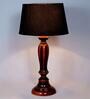 Healy Black Fabric Shade Night Lamp With Wood Base
