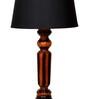 Emphasis Black Fabric Shade Night Lamp With Wood Base