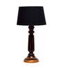 Andre Black Fabric Shade Night Lamp With Wood Base