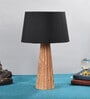 Tokyo Black Fabric Shade Night Lamp With Wood Base