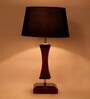 Turin Black Fabric Shade Night Lamp With Wood Base