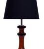 Geneva Black Fabric Shade Night Lamp With Wood Base