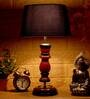 Genoa Black Fabric Shade Night Lamp With Wood Base