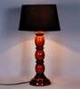 Frosted Black Fabric Shade Night Lamp With Wood Base