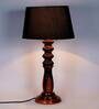 Moby Black Fabric Shade Night Lamp With Wood Base