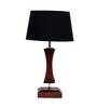 Turin Black Fabric Shade Night Lamp With Wood Base