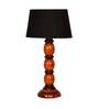 Frosted Black Fabric Shade Night Lamp With Wood Base