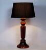 Emphasis Black Fabric Shade Night Lamp With Wood Base
