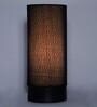 Castle Black Fabric Shade Table Lamp With Wood Base