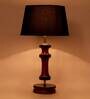 Geneva Black Fabric Shade Night Lamp With Wood Base