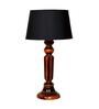 Emphasis Black Fabric Shade Night Lamp With Wood Base