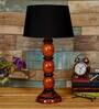 Frosted Black Fabric Shade Night Lamp With Wood Base