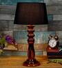Moby Black Fabric Shade Night Lamp With Wood Base