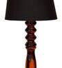 Moby Black Fabric Shade Night Lamp With Wood Base