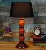 Frosted Black Fabric Shade Night Lamp With Wood Base