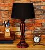 Healy Black Fabric Shade Night Lamp With Wood Base