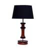 Geneva Black Fabric Shade Night Lamp With Wood Base