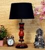 Genoa Black Fabric Shade Night Lamp With Wood Base