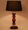 Genoa Black Fabric Shade Night Lamp With Wood Base
