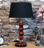 Bolanzo Black Fabric Shade Night Lamp With Wood Base