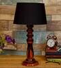 Moby Black Fabric Shade Night Lamp With Wood Base