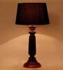 Andre Black Fabric Shade Night Lamp With Wood Base