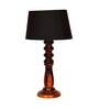 Moby Black Fabric Shade Night Lamp With Wood Base