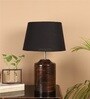 Sanna Black Fabric Shade Night Lamp With Wood Base