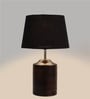 Sanna Black Fabric Shade Night Lamp With Wood Base