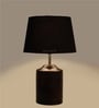 Sanna Black Fabric Shade Night Lamp With Wood Base