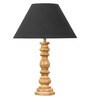 Mace Black Cottan Fabric Shade Night Lamp With Wood Base