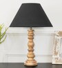 Mace Black Cottan Fabric Shade Night Lamp With Wood Base