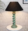 Black Shade Table Lamp With Wooden Base
