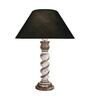 Black Shade Table Lamp With Wooden Base
