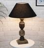 Black Shade Table Lamp With Wooden Base