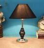 Healy Black Fabric Shade Night Lamp With Stainless Steel Base