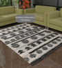 Black Shag Wool Hand Woven Carpet