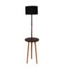 Black Silk Lenin Shade Shelf Floor Lamp with Walnut Base
