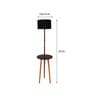 Black Silk Lenin Shade Shelf Floor Lamp with Walnut Base
