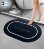 Black Slogan Rubber 24x16 Inches AntiSkid Bath Mats (Pack of 2)
