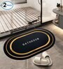 Black Slogan Rubber 24x16 Inches AntiSkid Bath Mats (Pack of 2)
