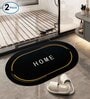 Black Slogan Rubber 24x16 Inches AntiSkid Bath Mats (Pack of 2)