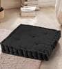 Black Solid Cotton 20x20 Inches Floor Cushion