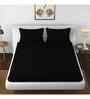 Black Solid 144 TC Cotton King Fitted Bedsheet Bedsheet 2 Pillow Shades Collection