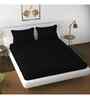 Black Solid 144 TC Cotton King Fitted Bedsheet Bedsheet 2 Pillow Shades Collection
