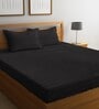 Black Stripes 300 TC Cotton Blend King Sized Bed Sheets with 2 Pillow Covers
